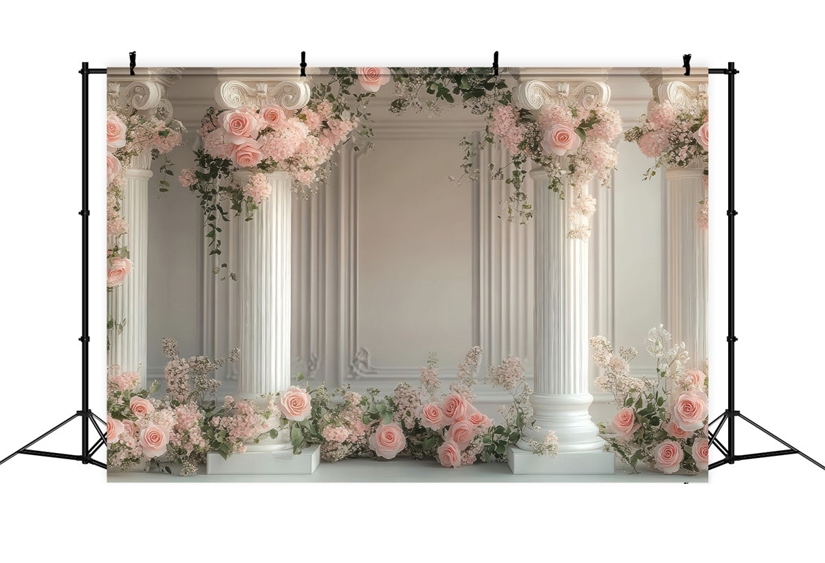 Fond Photo Fleur Élégante Colonne Blanche Florale BRP2-77