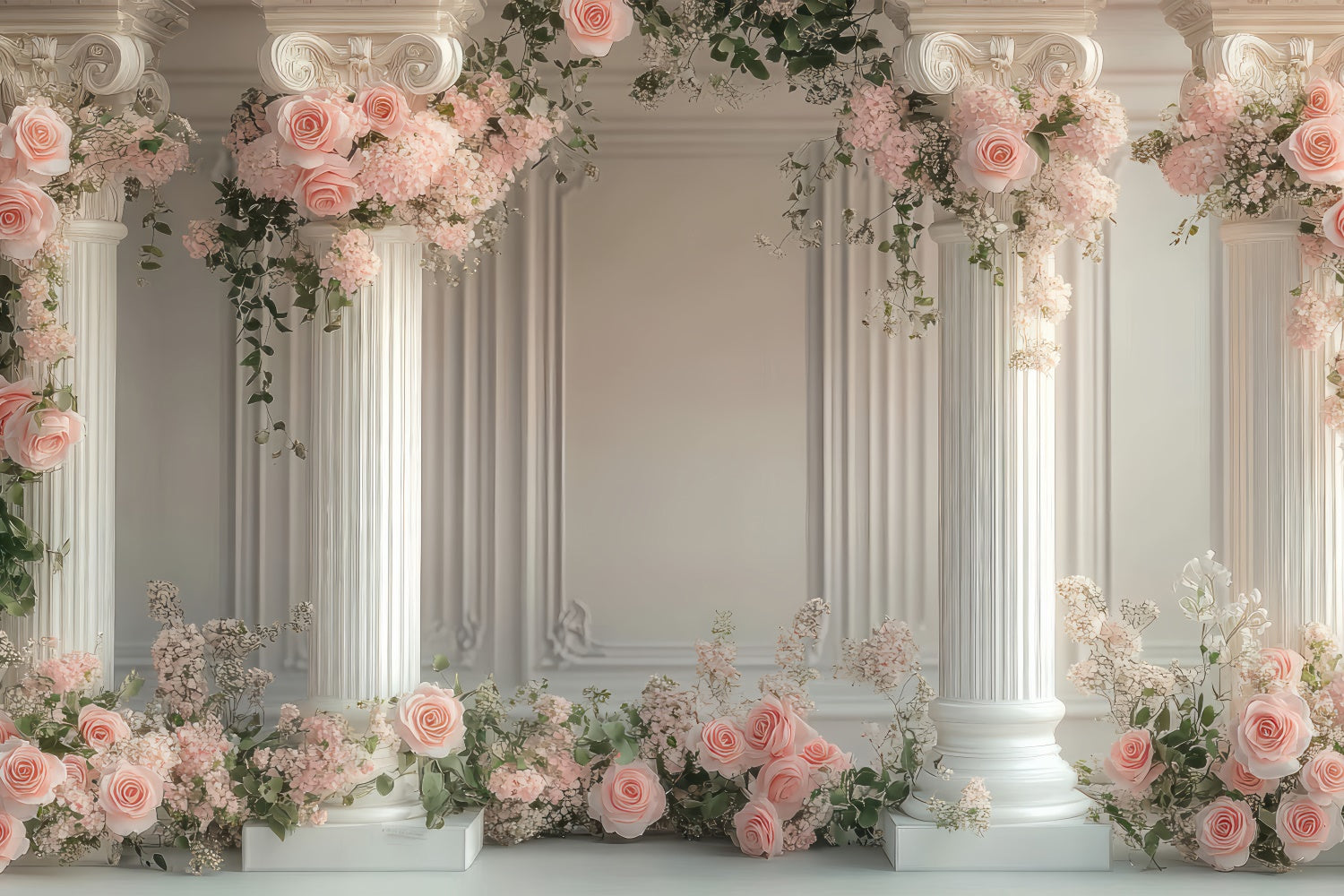 Fond Photo Fleur Élégante Colonne Blanche Florale BRP2-77