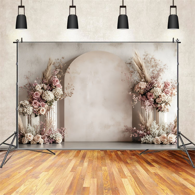 Fond Photo Floral Arche Élégante de Fleurs Roses BRP2-80