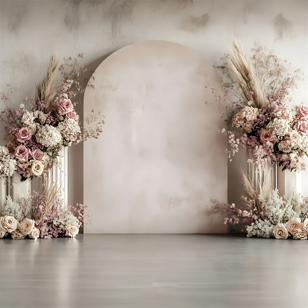 Fond Photo Floral Arche Élégante de Fleurs Roses BRP2-80