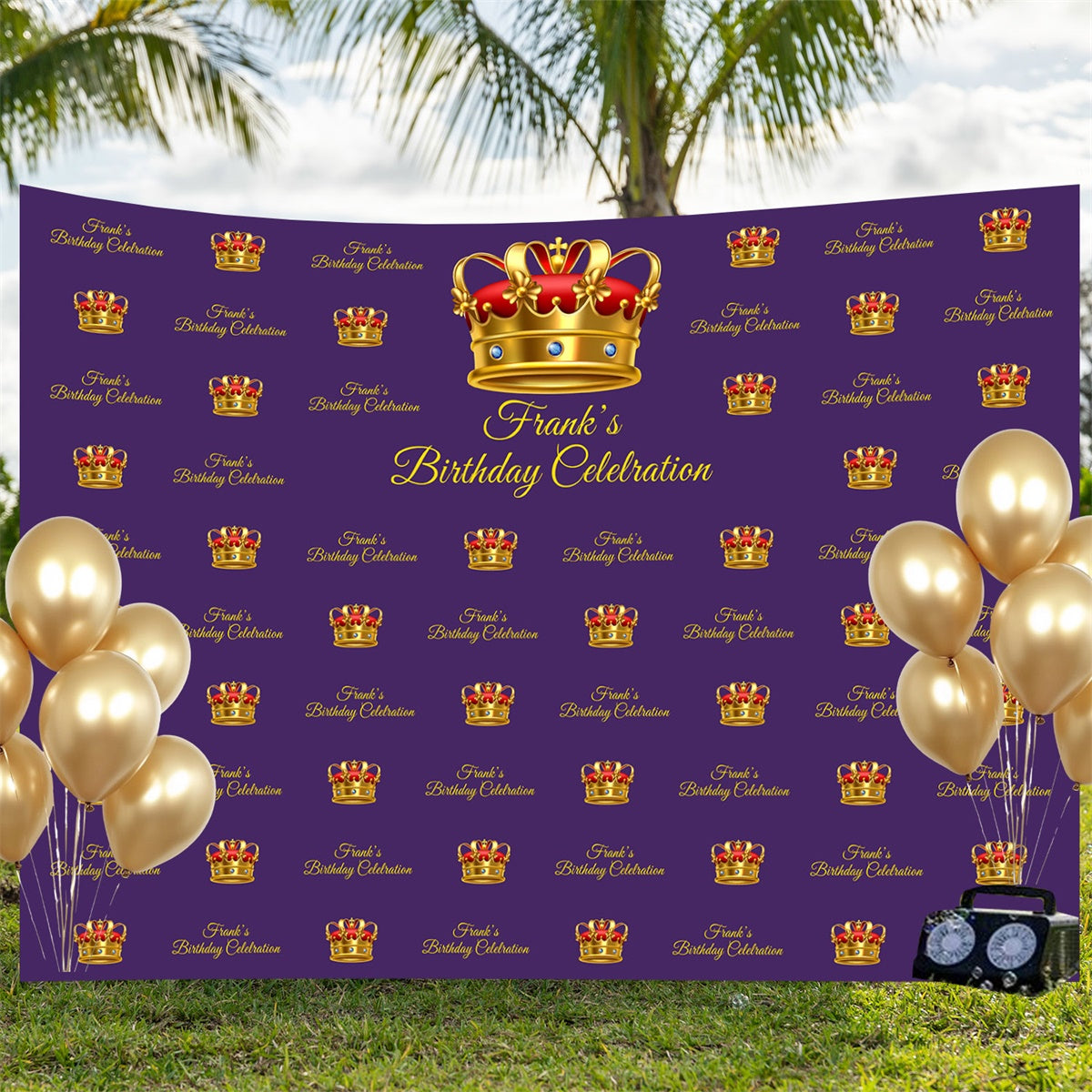 Toile de fond Deco Anniversaire Couronne Royale Violette BRP3-102