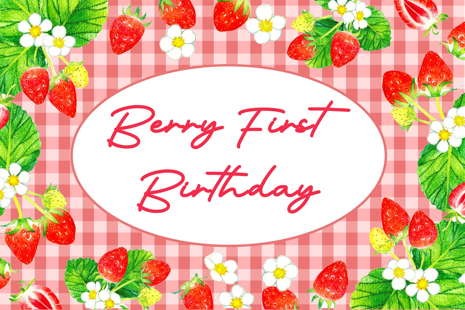 Toile de fond Anniversaire Personnalisée Jardin Fraise Douce 1er BRP3-260