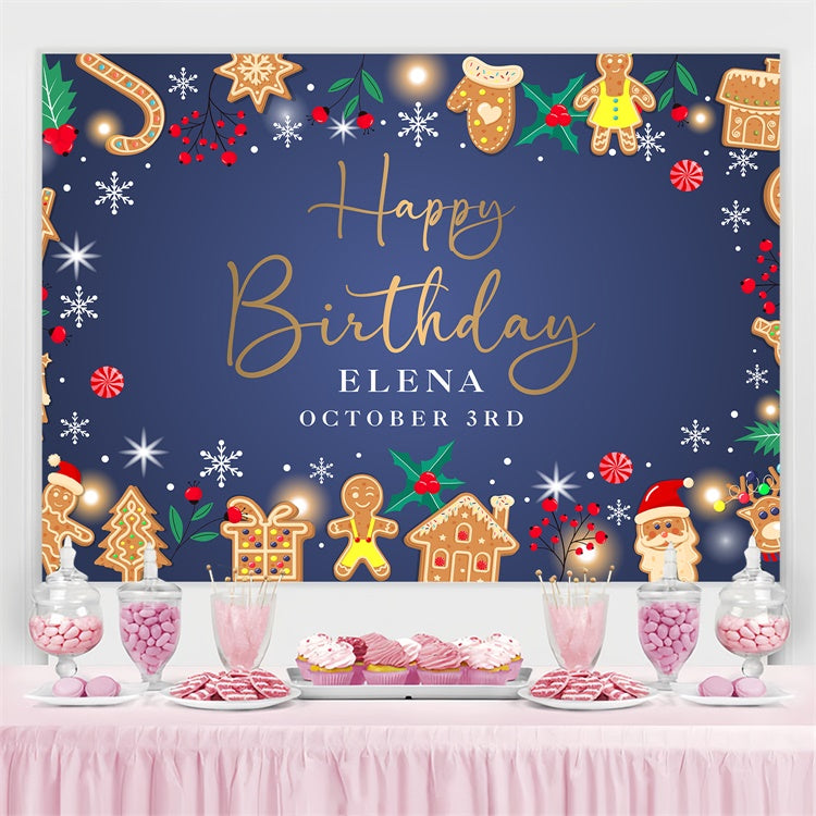 Toile de fond Anniversaire Personnalisée Style Biscuit de Noël BRP3-267