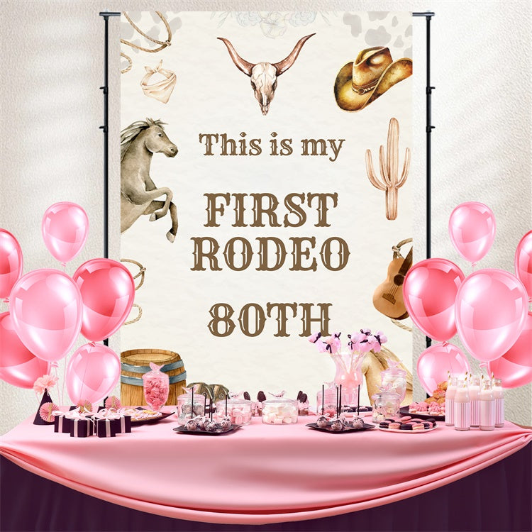 Toile de fond Photo Anniversaire Cowboy Rustique 80ème BRP3-36