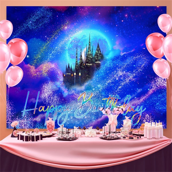 Toile de fond Photo Anniversaire Château Galaxie Enchantée BRP3-80