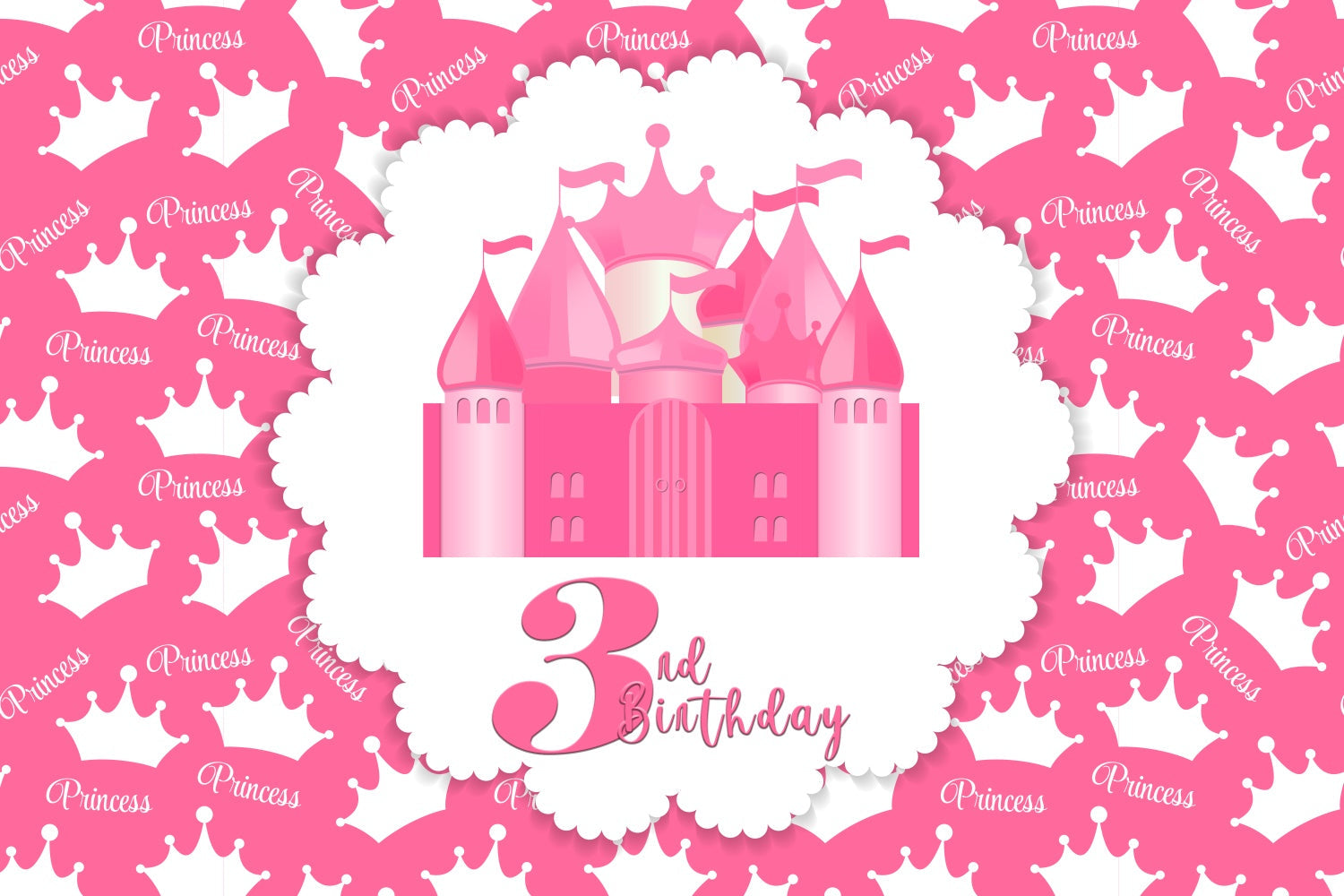 Toile de fond Photo Anniversaire Château Princesse Rose 3ème BRP3-84