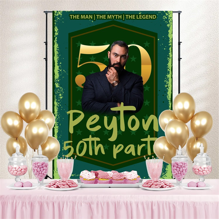 Toile de fond Anniversaire Personnalisable Bouclier Vert Fête 50ème BRP4-17