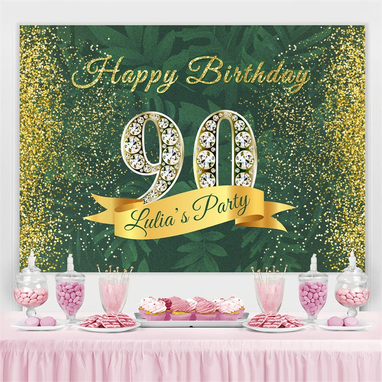Toile de fond Anniversaire Personnalisée Diamant Étincelant 90ème BRP4-29