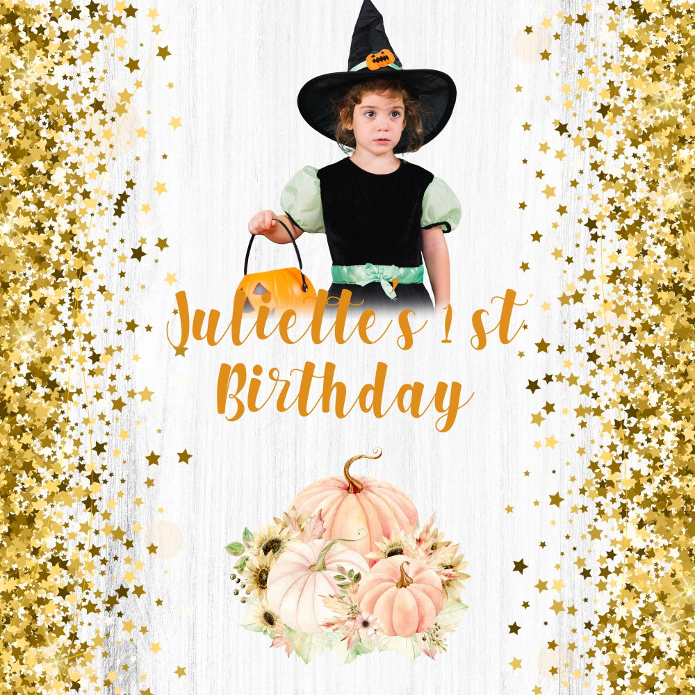 Toile de fond Anniversaire Personnalisé Halloween,Anniversaire Halloween Enchanté Brillant 1er BRP5-117