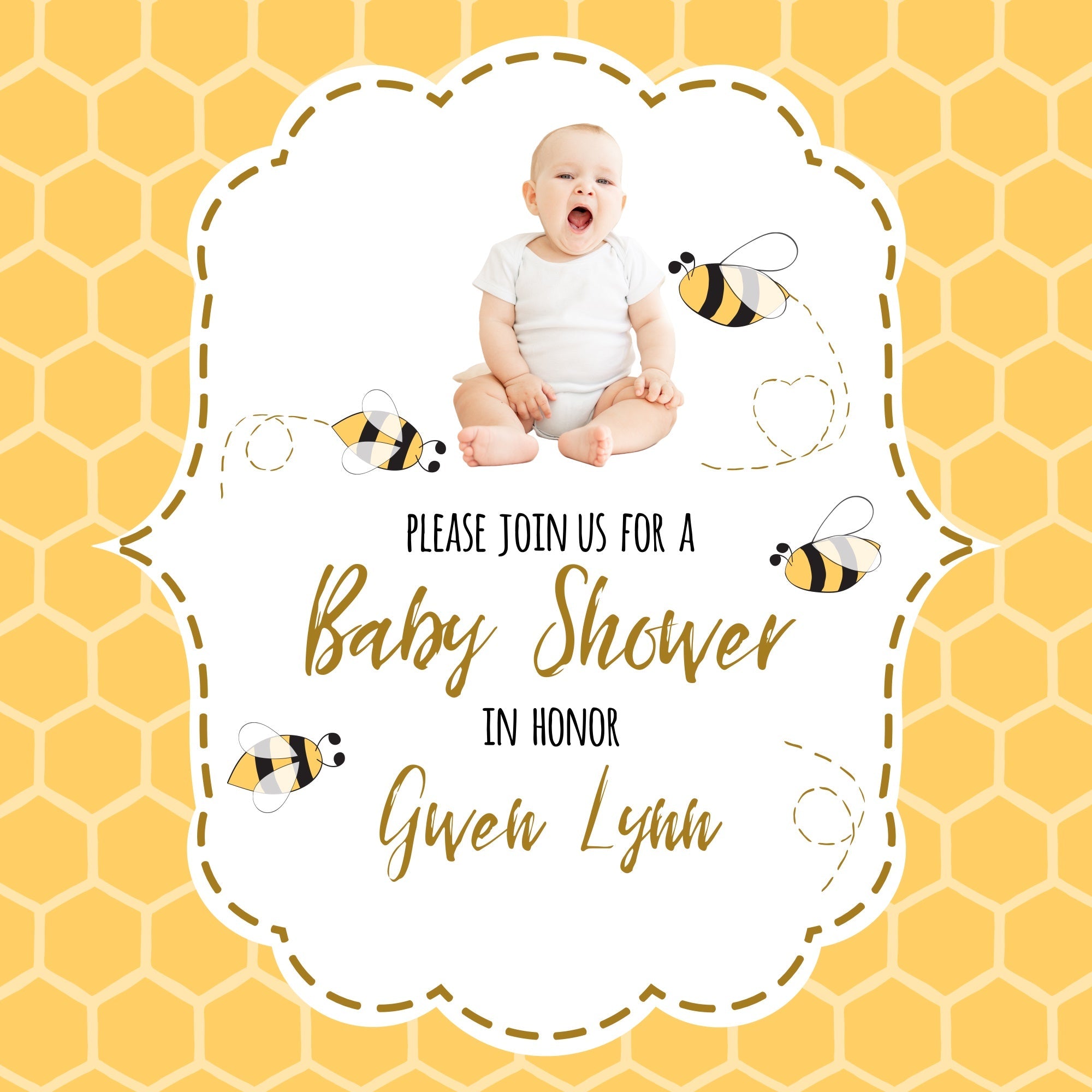 Toiles de fond Baby Shower Joie de la Ruche Jaune Personnalisées BRP6-28