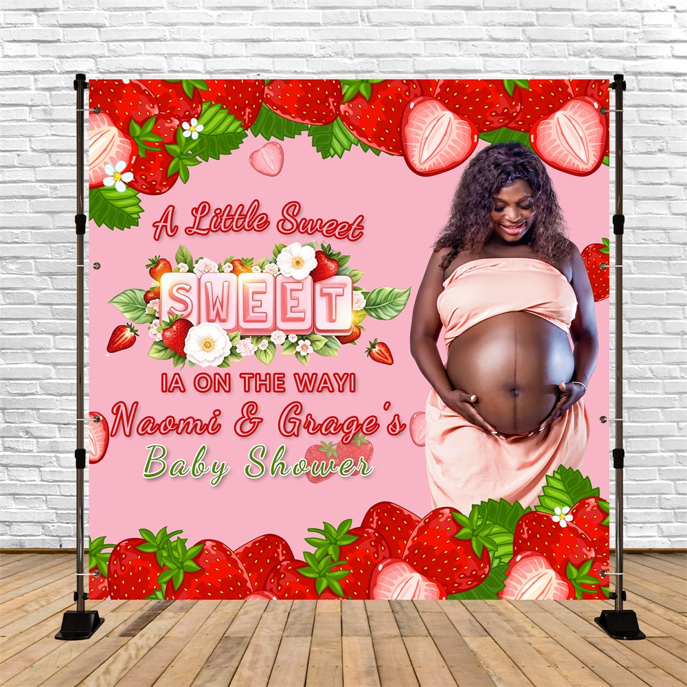 Toile de fond Baby Shower Personnalisée Rêve Fraise Sucrée BRP6-5
