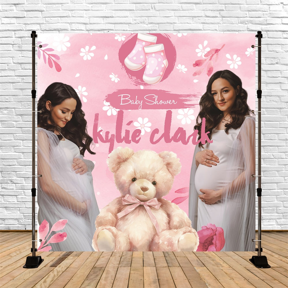 Toile de fond Baby Shower Idées Chaussettes Bébé Ours Personnalisée BRP6-9