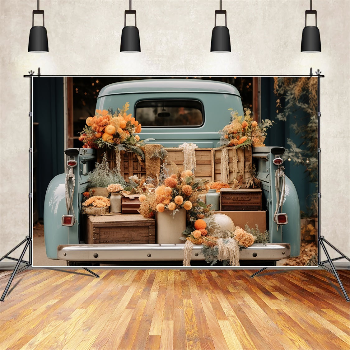 Toile de fond de camion avec fleurs en automne BRP7-100
