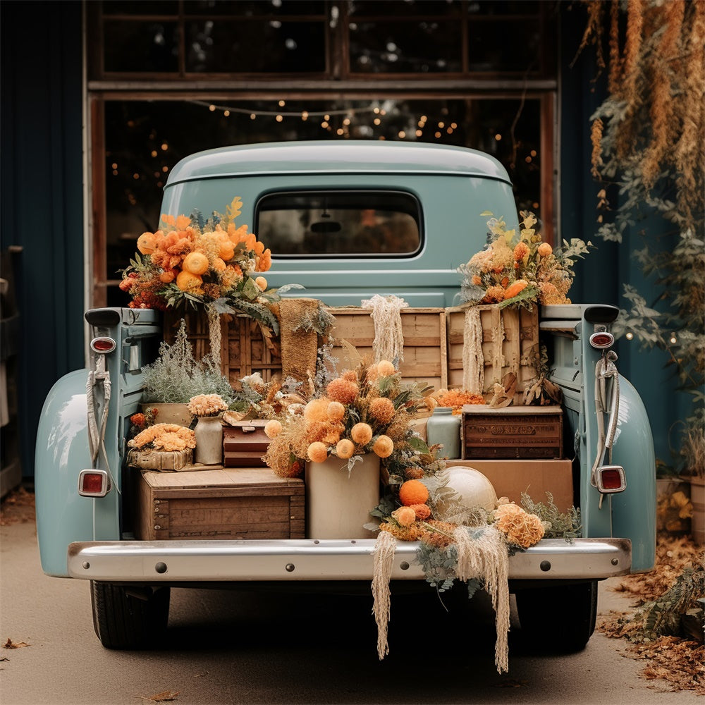 Toile de fond de camion avec fleurs en automne BRP7-100