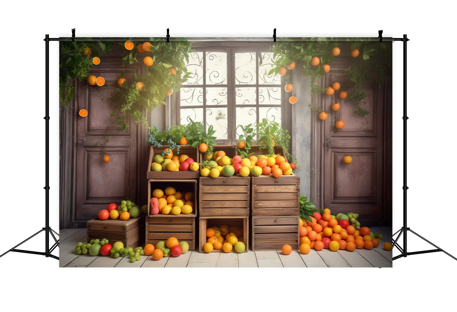 Toile de fond de salle avec arbre orange d'automne BRP7-123