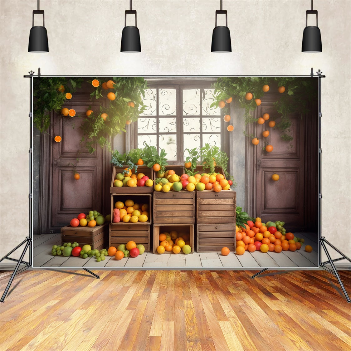 Toile de fond de salle avec arbre orange d'automne BRP7-123