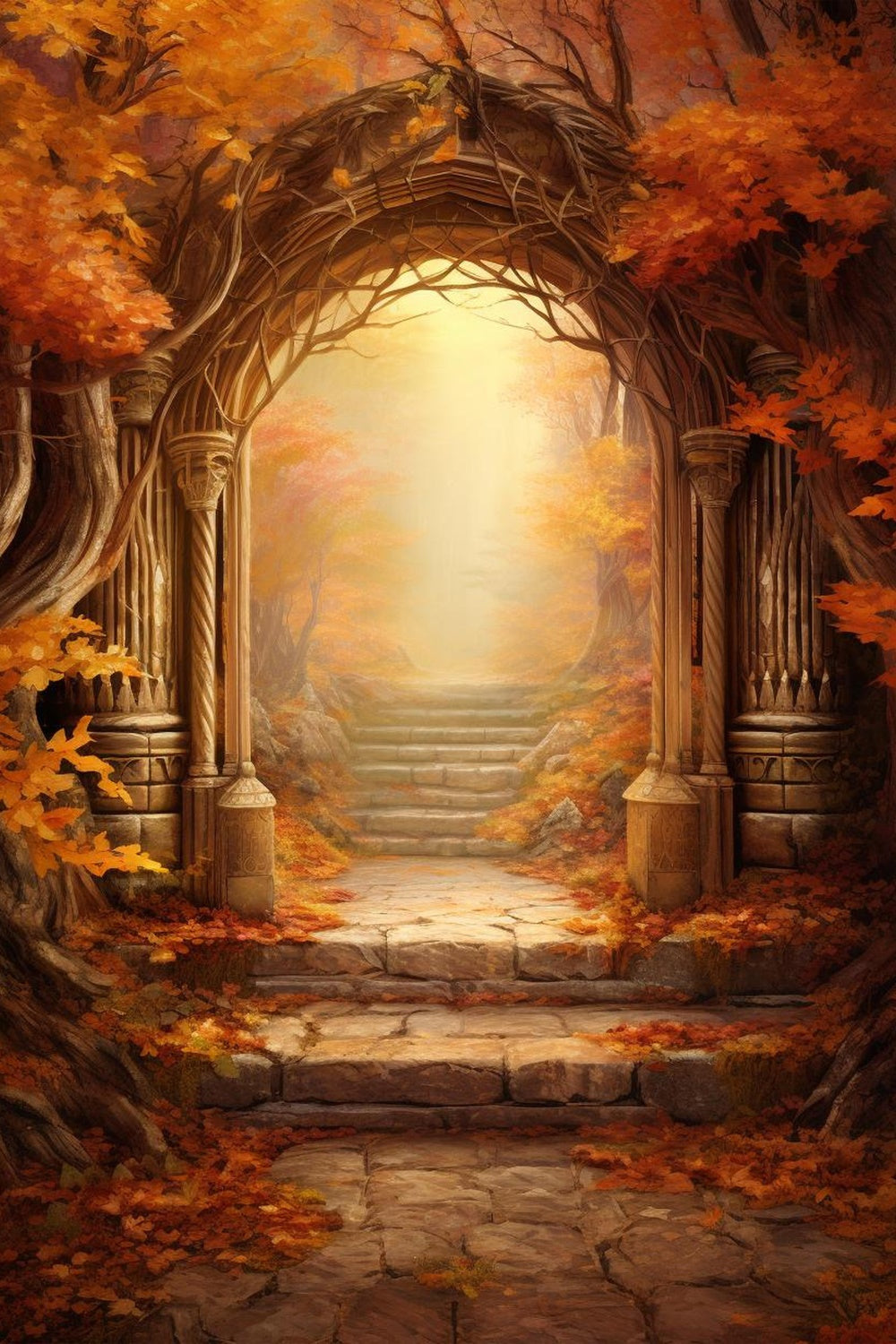 Toile de fond d'arc avec feuille d'érable dorée d'automne BRP7-124