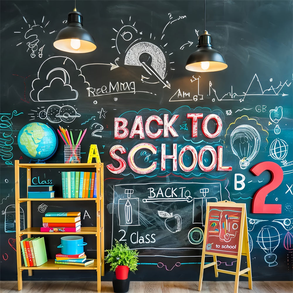 Toile de Fond Retour à l'École Tableau Noir pour Deux Classes BRP7-176