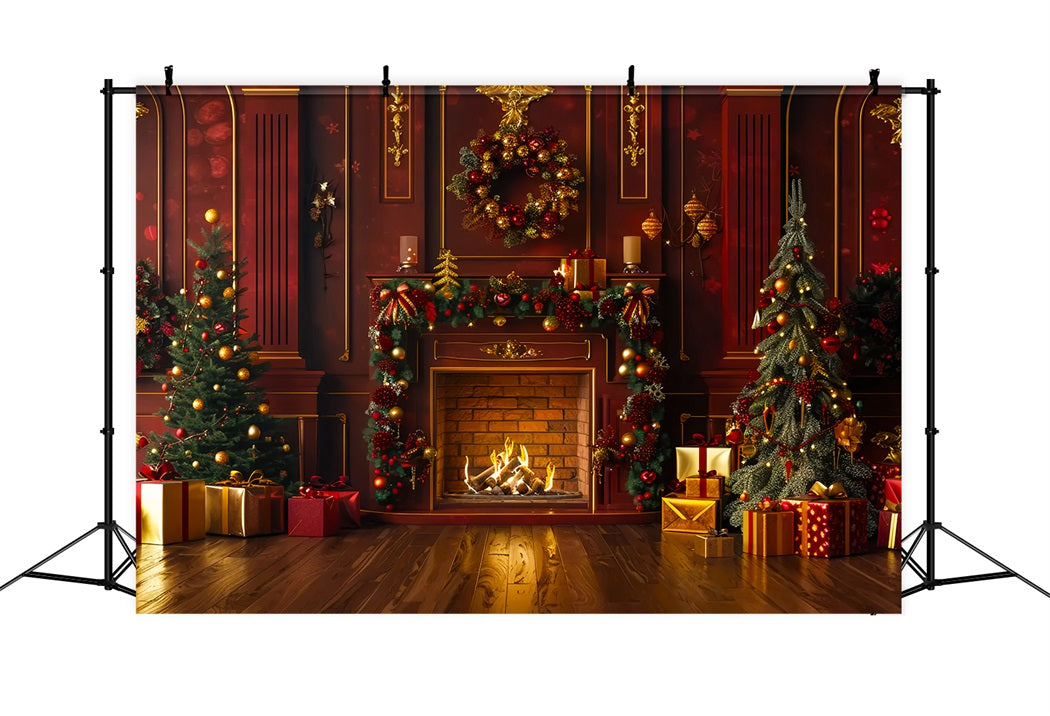 Toile de fond de Cheminée Chaleureuse de Noël BRP7-222