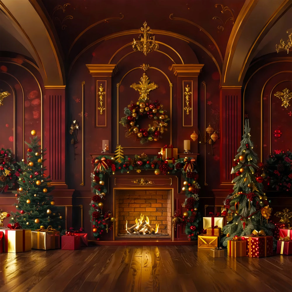 Toile de fond de Cheminée Chaleureuse de Noël BRP7-222