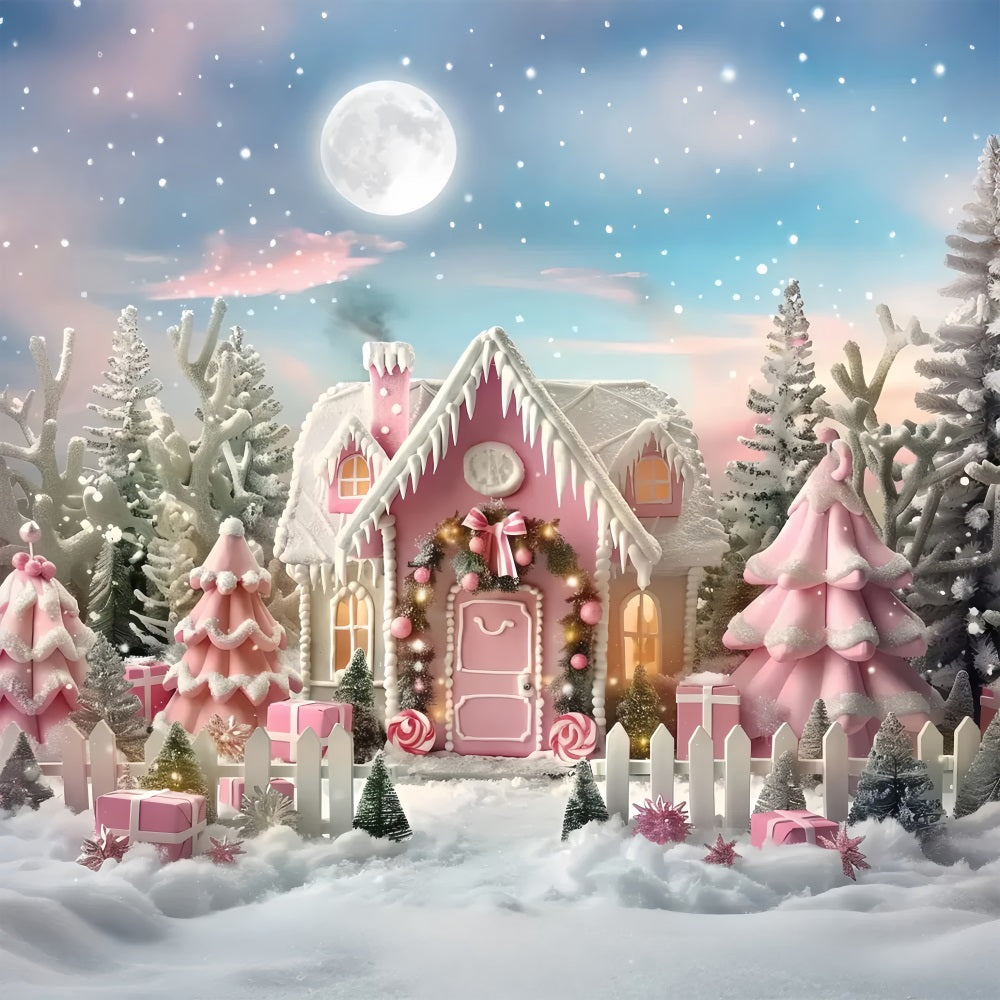 Toile de fond de Fantaisie Rose Givrée de Noël BRP7-229
