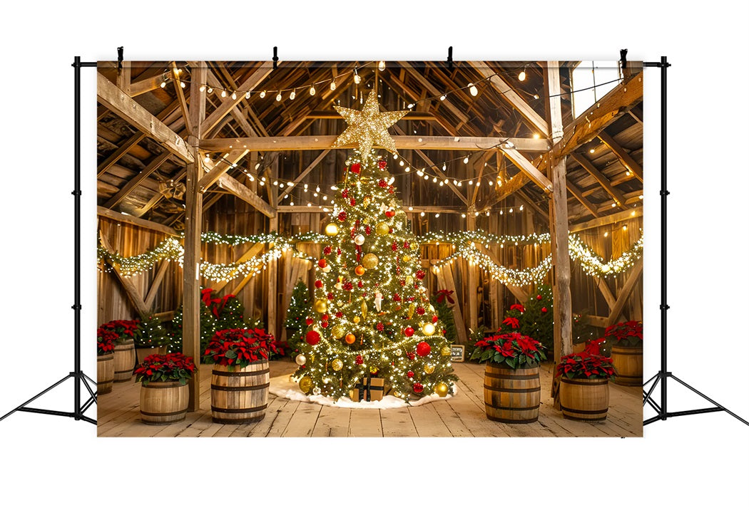 Toile de fond de Lumières Confortables de Grange de Noël BRP7-230