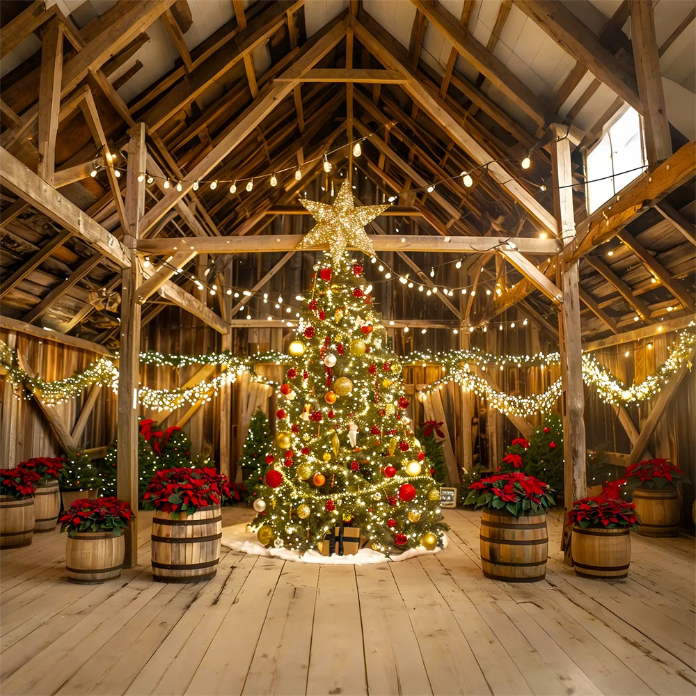 Toile de fond de Lumières Confortables de Grange de Noël BRP7-230