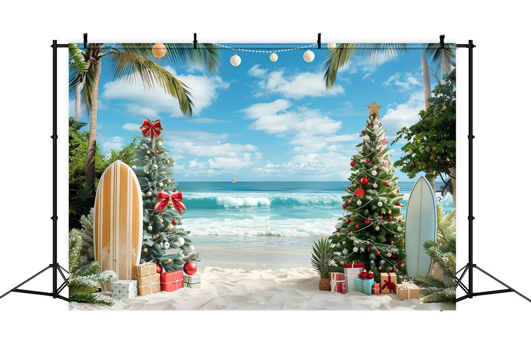 Toile de fond de Noël avec Palmiers et Surf BRP8-1