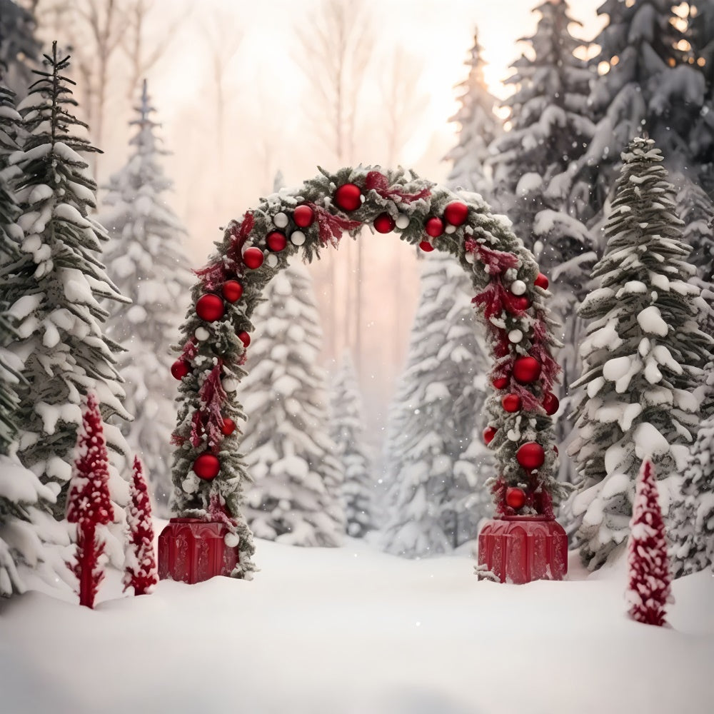 Toile de Fond Sentier Magique avec Arche Enneigée de Noël BRP8-127