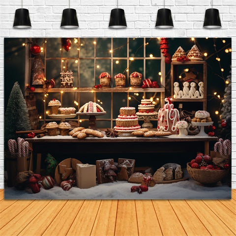 Toile de Fond Table de Desserts avec Lumières de Noël BRP8-129