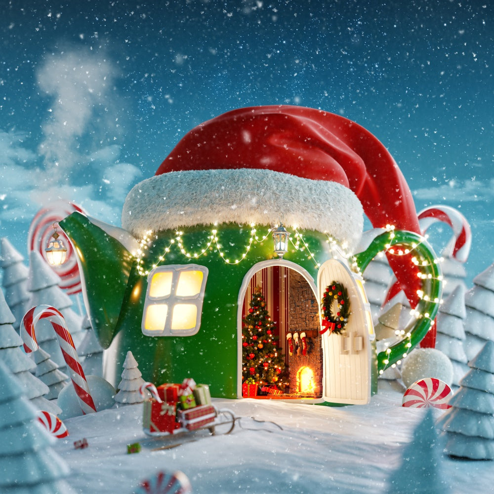 Toile de Fond Théière Fantaisiste de Noël BRP8-149