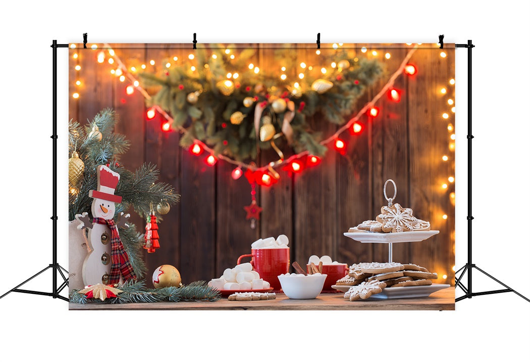 Toile de Fond Lumières Chaleureuses et Friandises de Noël BRP8-151