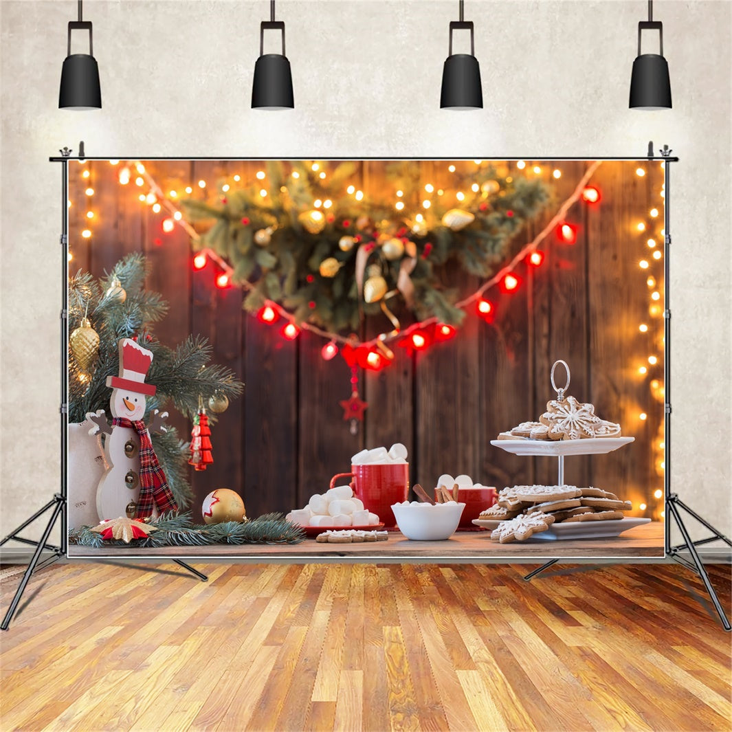 Toile de Fond Lumières Chaleureuses et Friandises de Noël BRP8-151