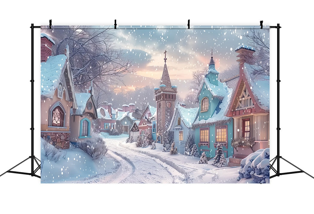 Toile de fond de Village de Conte de Fées de Noël BRP8-17