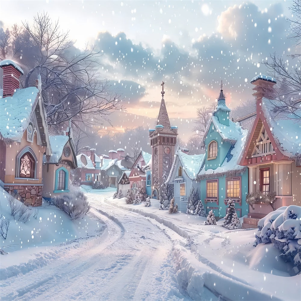 Toile de fond de Village de Conte de Fées de Noël BRP8-17