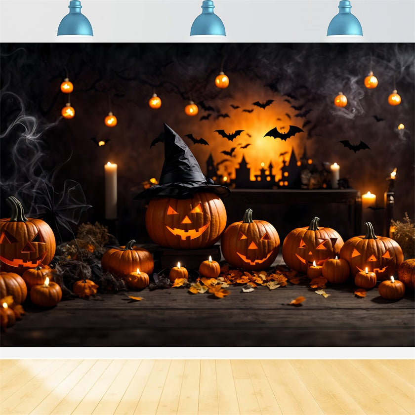 Toile de fond Citrouilles de sorcière d'Halloween et magie de la chandelle BRP8-210