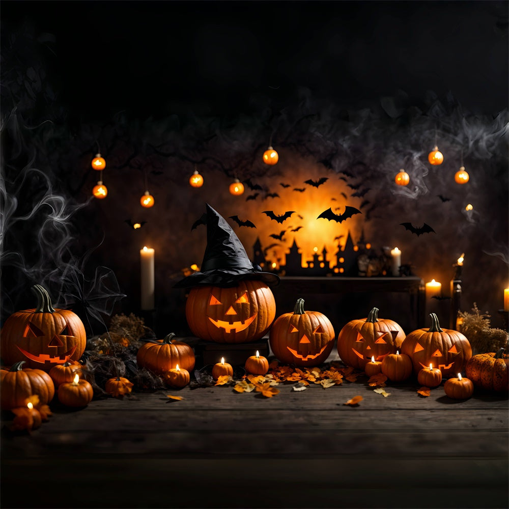 Toile de fond Citrouilles de sorcière d'Halloween et magie de la chandelle BRP8-210