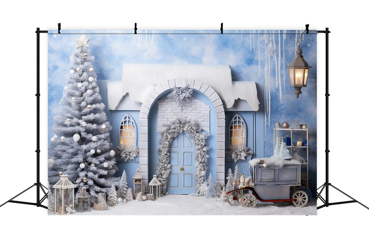 Toile de fond Cottage de vacances enneigé pour Noël BRP8-297