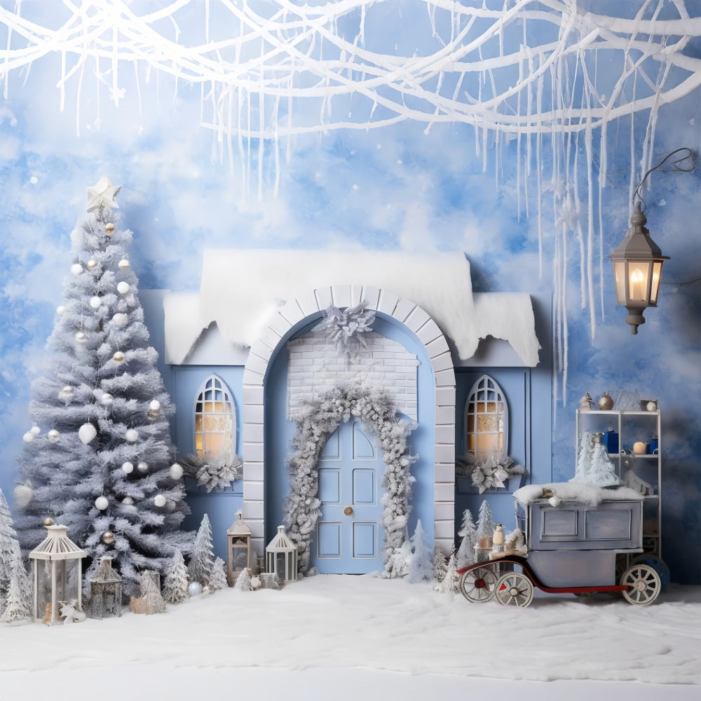 Toile de fond Cottage de vacances enneigé pour Noël BRP8-297