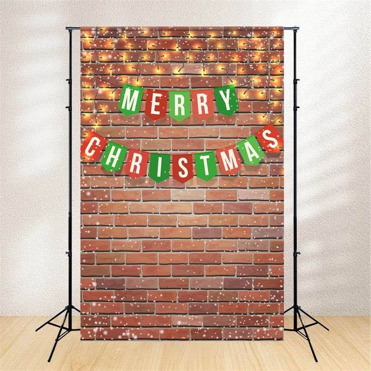 Toile de fond Bannière joyeux Noël et mur de briques BRP8-303