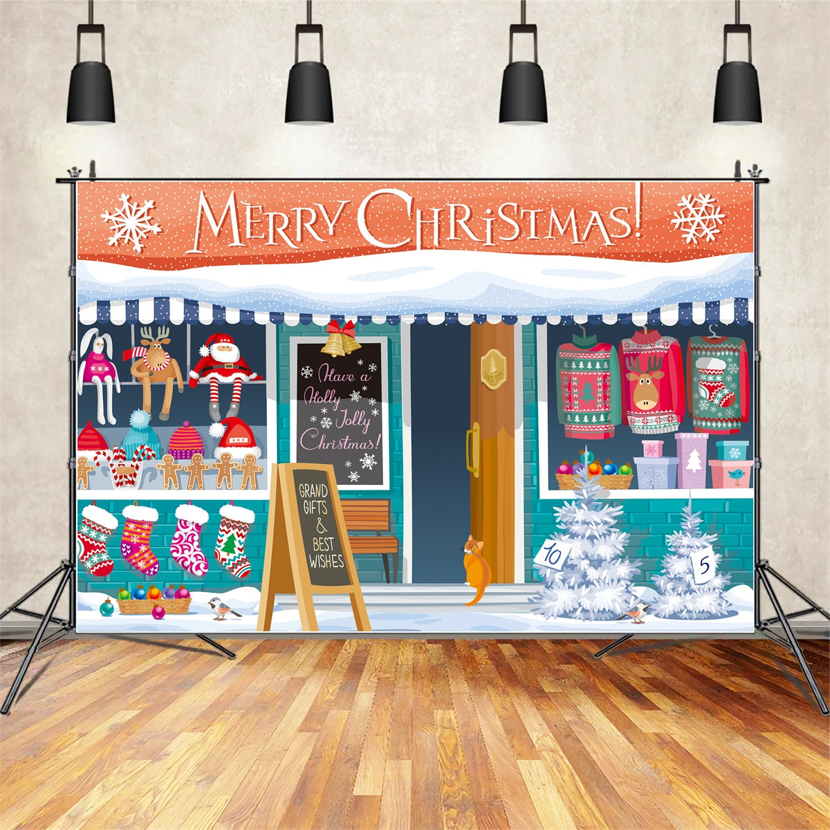 Toile de fond Magasin de Noël douillet avec cadeaux de fête BRP8-307