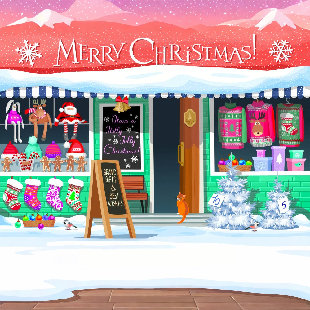 Toile de fond Magasin de Noël douillet avec cadeaux de fête BRP8-307