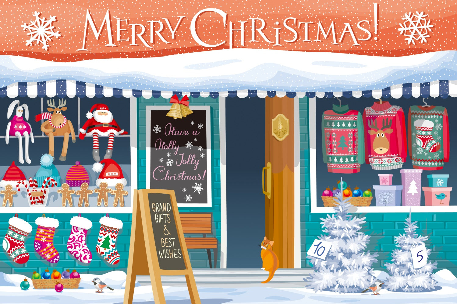 Toile de fond Magasin de Noël douillet avec cadeaux de fête BRP8-307