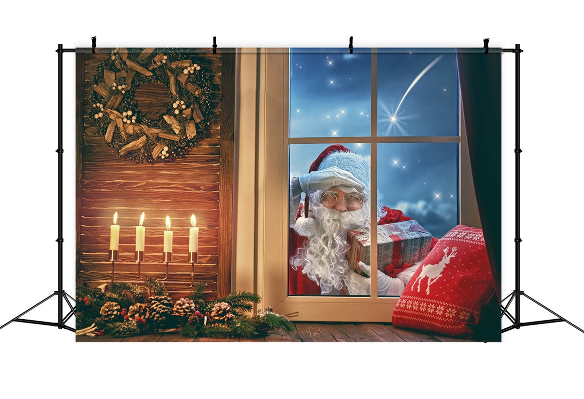 Toile de fond Noël douillet avec Père Noël et bougies BRP8-316