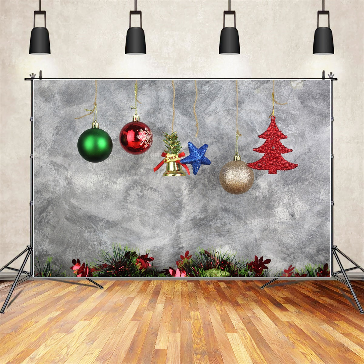 Toile de fond Ornements de Noël suspendus colorés BRP8-325