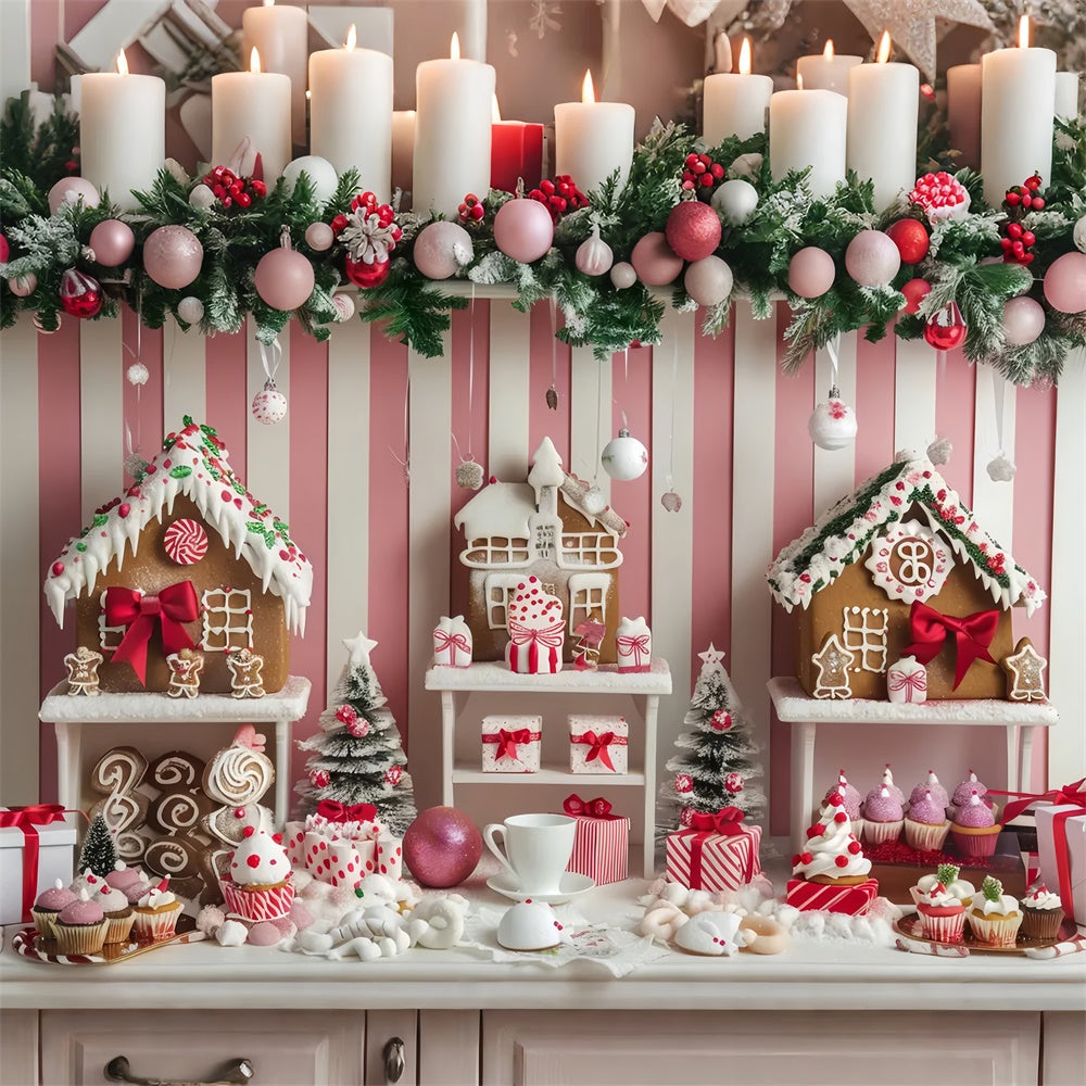 Toile de Fond Pays des Merveilles en Bonbons Roses de Noël BRP8-42