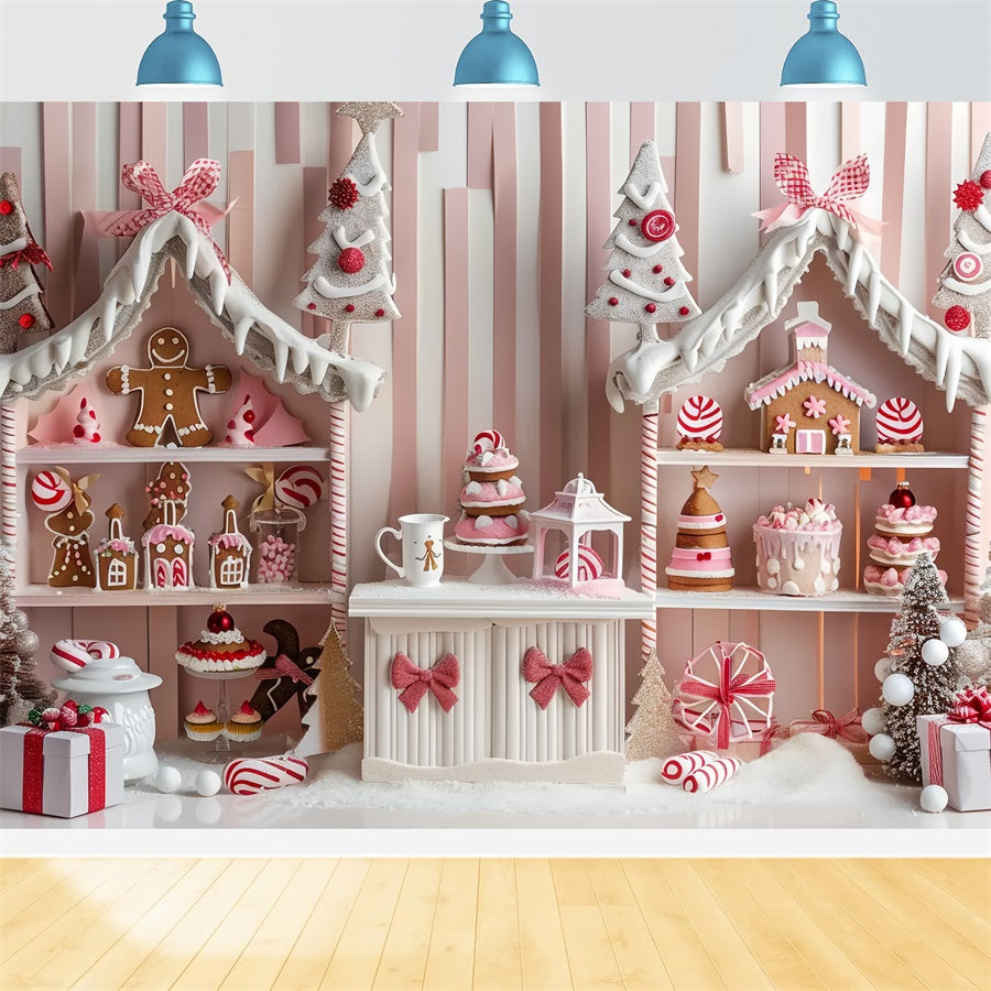 Toile de Fond Vitrine en Pain d'Épices Rose de Noël BRP8-43