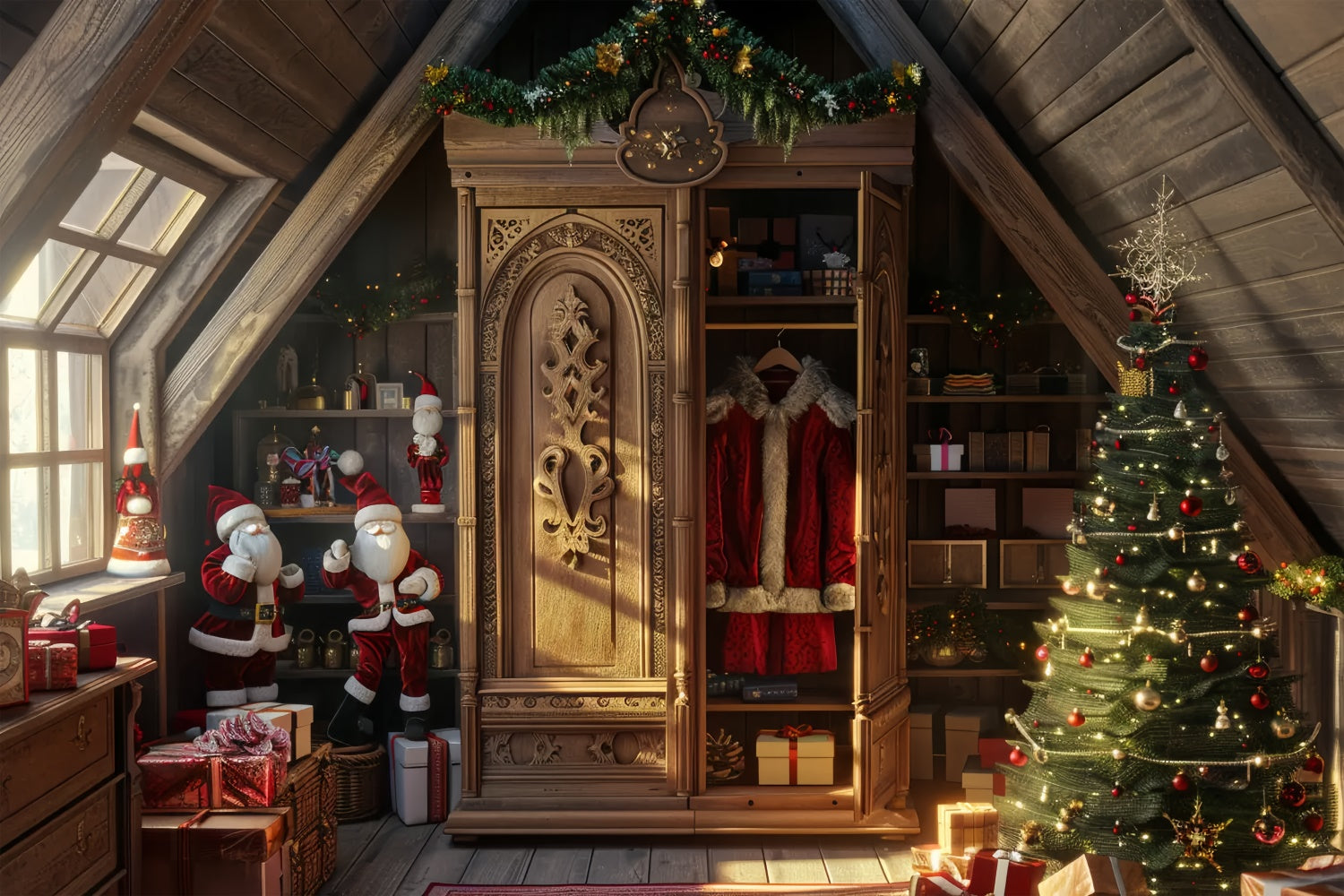 Toile de Fond Arbre de Noël et Garde-Robe du Père Noël BRP8-55