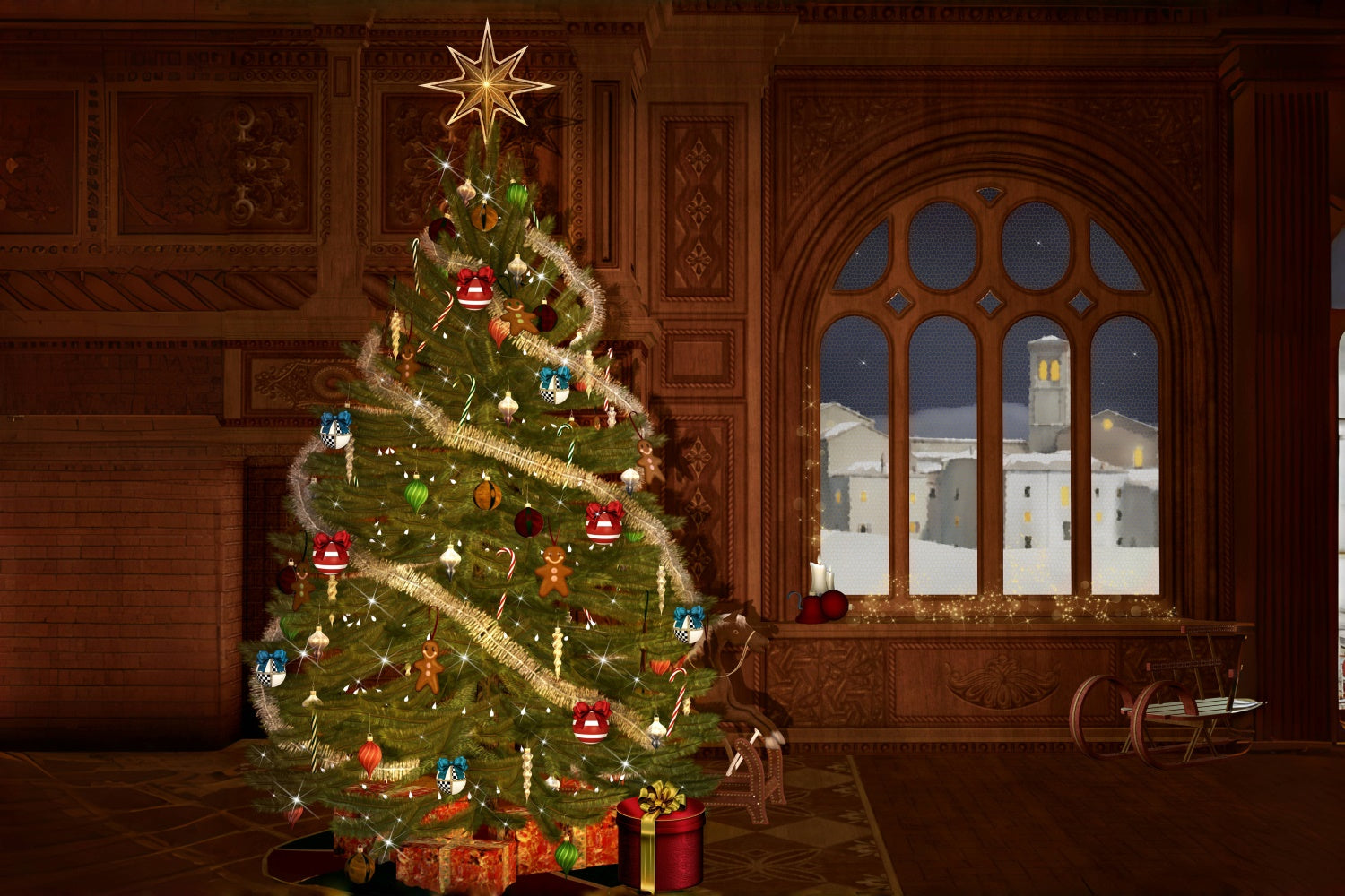 Toile de Fond Arbre de Noël du Patrimoine BRP8-87