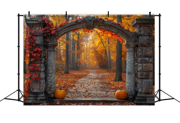 Toile de Fond Arche Mystique d'Automne Feuillage Doré BRP9-207